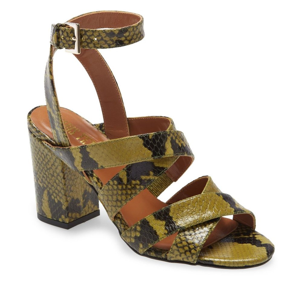 Paris Texas Python Embossed Ankle Strap Sandal Bl… - image 1